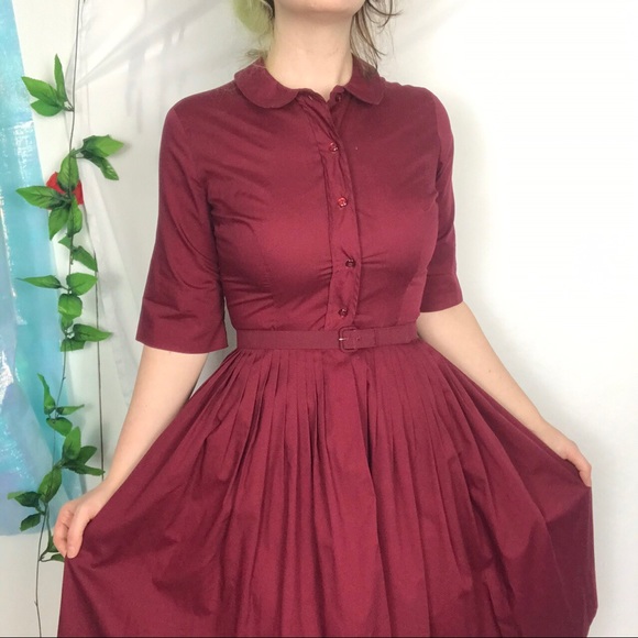 Vintage 1950’s burgundy dress - Picture 2 of 4